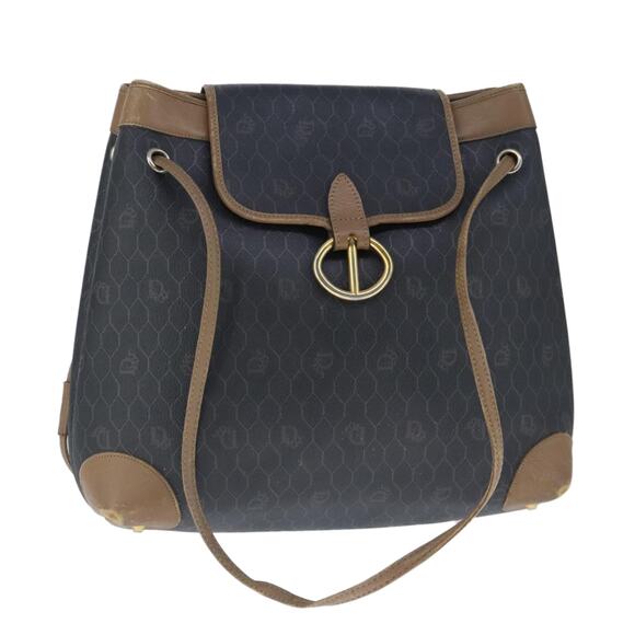 DIOR Honeycomb Canvas Shoulder Bag Leather Black - Picture 1 of 16